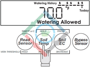 Rain Bird SMRT-Y talajnedvesség érzékelő - a talajhőmérséklet megtekintése